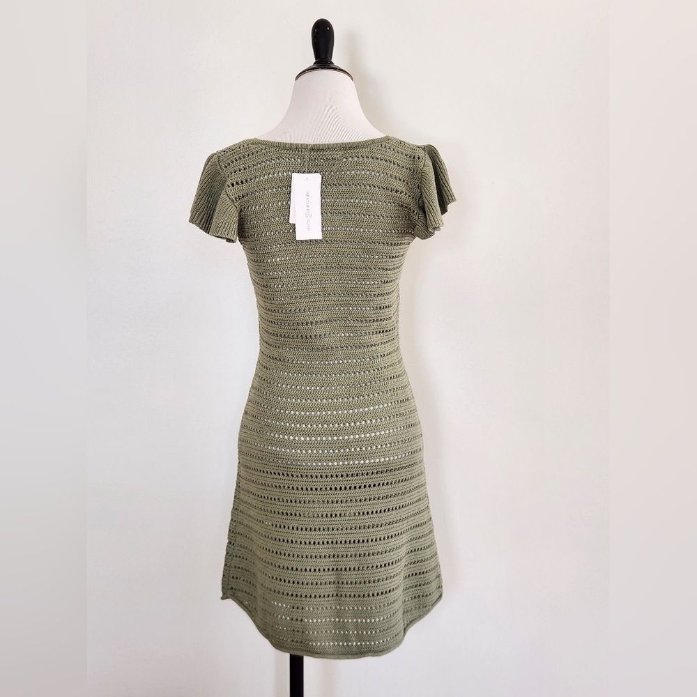 NWT || TREASURE & BOND || crocheted dress flutter sleeves mini scoop neck sz S - Picture 5 of 6